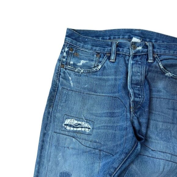 Vintage RRL Japanese Selvedge Denim Hillside Patchwork Straight Leg Jeans 29x32 - Picture 2 of 16